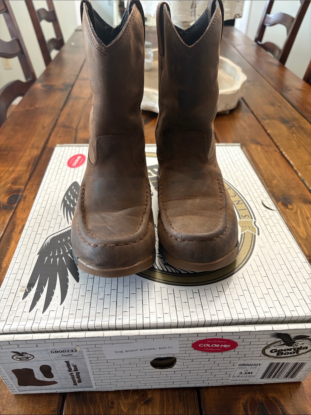 Georgia Boot Kids Brown Pull-On Boots 3.5M
